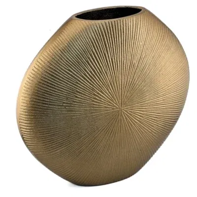 Vaas rond ovaal plat goud 28x25.5cm