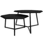 Salontafel Kiara - Set van 2 - Achthoekige tafeltjes - Zwart Mangohout