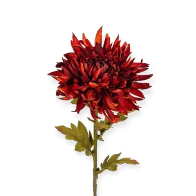 Kunstbloem Chrysant dk rood/oranje 62cm