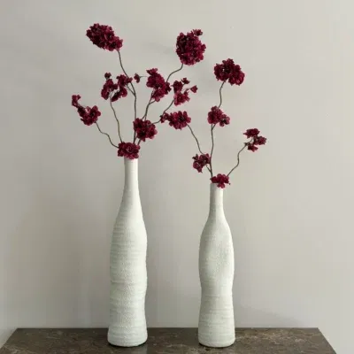 Vensterbank decoratie set japandi beige + bloesemtakken aubergine