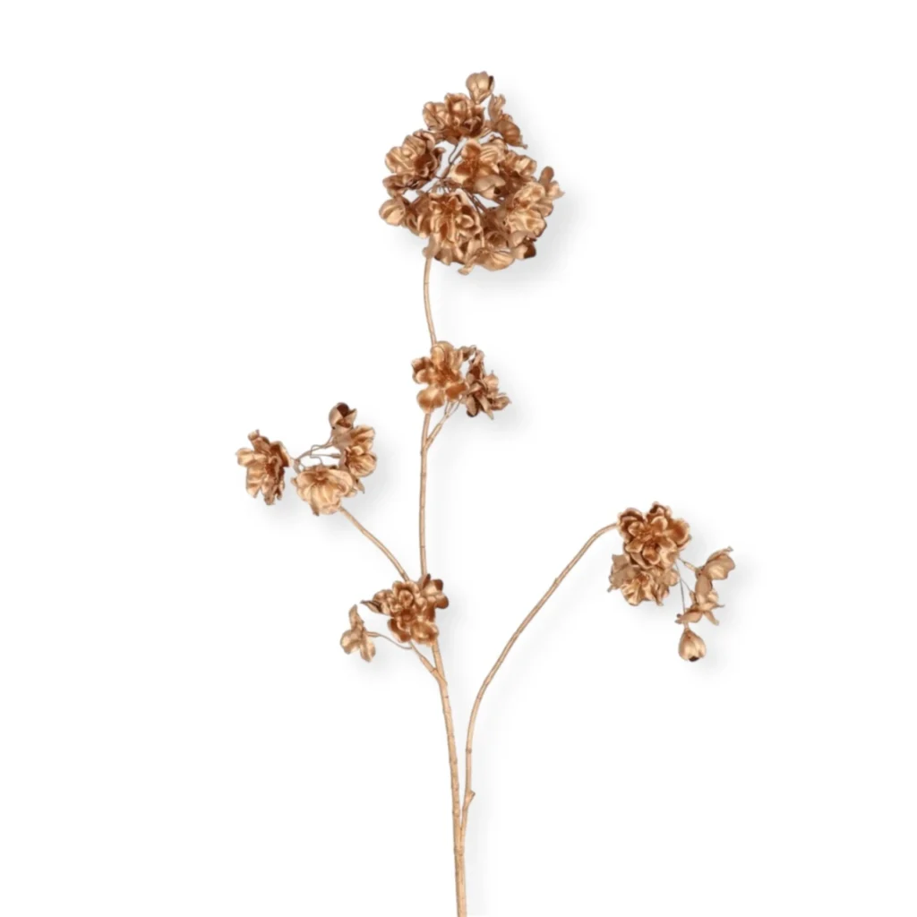 Zijden bloesemtak prunus malaga spray goud 84cm