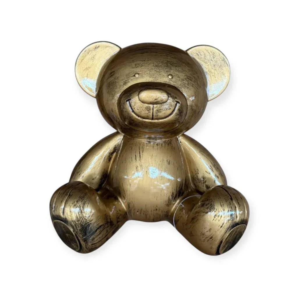 Beer beeld teddy zittend goud 35 cm