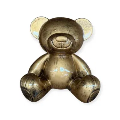 Beer beeld teddy zittend goud 35 cm
