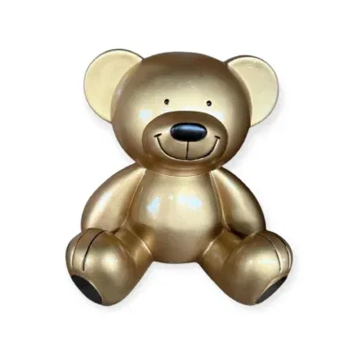 Beer beeld teddy zittend goud glans zwart 35 cm