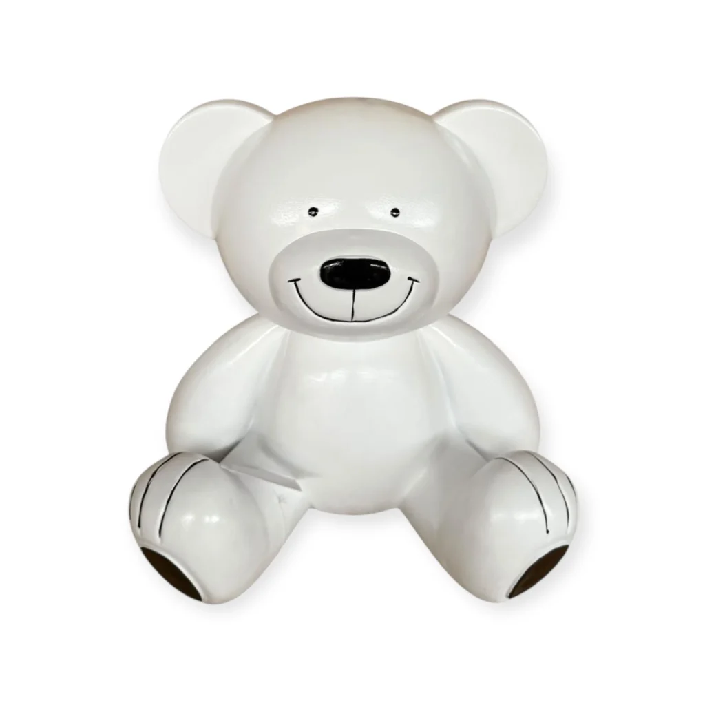 Beer beeld teddy zittend wit zwart 35 cm
