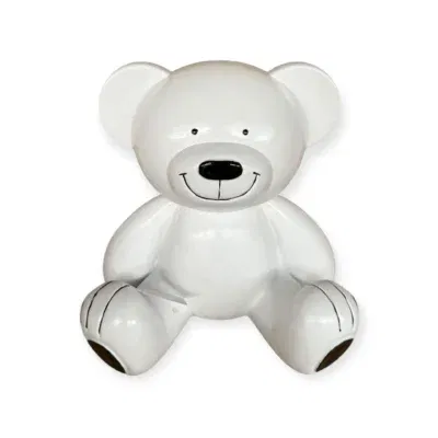Beer beeld teddy zittend wit zwart 35 cm