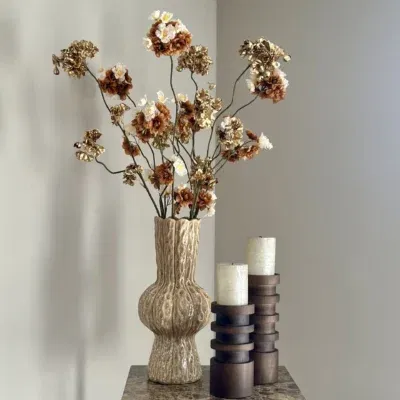 Complete decoratie set vaas met kandelaren bruin goud