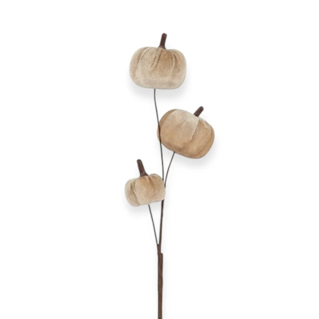 Herfst decoratie tak pompoenen 3 Taupe - 50CM