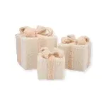 Kerst decoratie Cadeau Set van 3 LED Verlicht – Teddy Beige/Crème