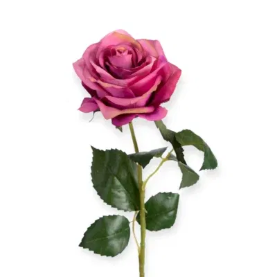 Losse zijden bloem fuchsia/aubergine roos 54 cm