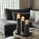 Walnoot kandelaren set vail met walnut dienblad