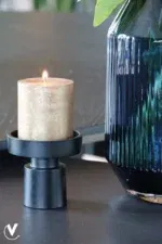Kaarshouder zwart Piura XS Ø9 x H10 cm - vase the world - Afbeelding 2