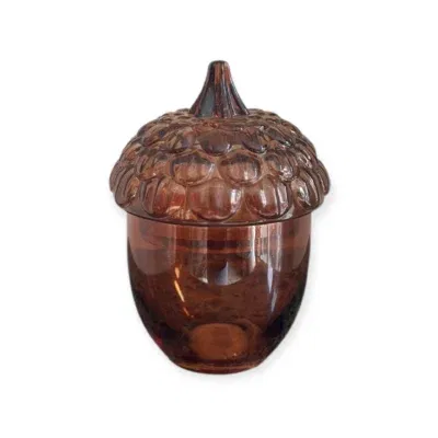 Herfst decoratie eikel glazen pot bruin