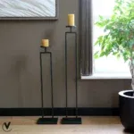 Vloerkandelaar zwart set van 2
