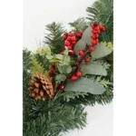 Harvey Guirlande met Dennenappels - L180 x B15 x H11 cm - Groen, Rood - Afbeelding 2