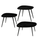 Jailey Bijzettafel - Set van 3 - L62 x B52 x H34 cm - Gerecycled Hout - Zwart