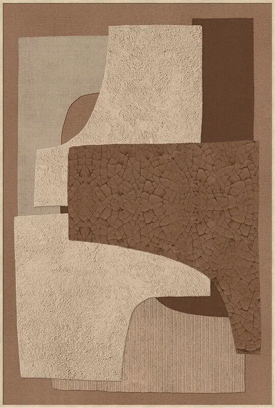 Canvas incl. lijst 80x120cm Handgeschilderd 'Bruine vlakken'