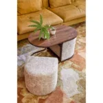 Salontafel met Poefs - 3-delig - L79 x B45 x H41 cm - Lichtgrijs - Afbeelding 6