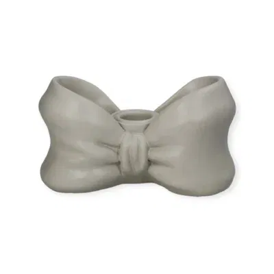 Kandelaar Strik Polyresin Ivoor - 7x13.5x7cm