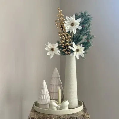 Kerst decoratie complete tafel decoratie set japandi ivory goud