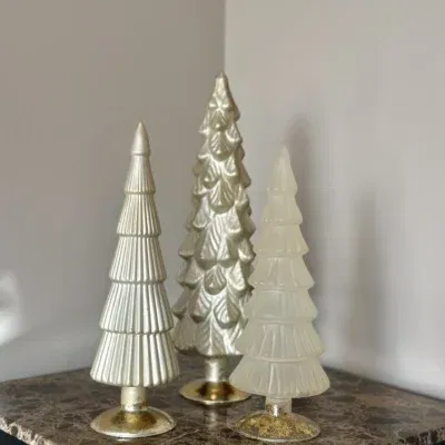 Kerstboom decoratie set van glas White Gold Xmas - 30/35 cm