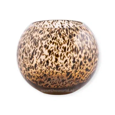 Vase the world | Vaas Windlicht Zambezi m taupe panter Ø25 x H20,5 cm