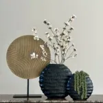 Vensterbank decoratie of side table set zwart goud bloesem