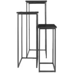 Plantentafels Sam Vierkant - Set van 3 - Zwart Mangohout