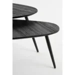 Jailey Bijzettafel - Set van 2 - L84 x B39 x H39 cm - Gerecycled Hout - Zwart - Afbeelding 4