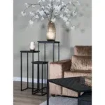 Plantentafels Sam Vierkant - Set van 3 - Zwart Mangohout - Afbeelding 2