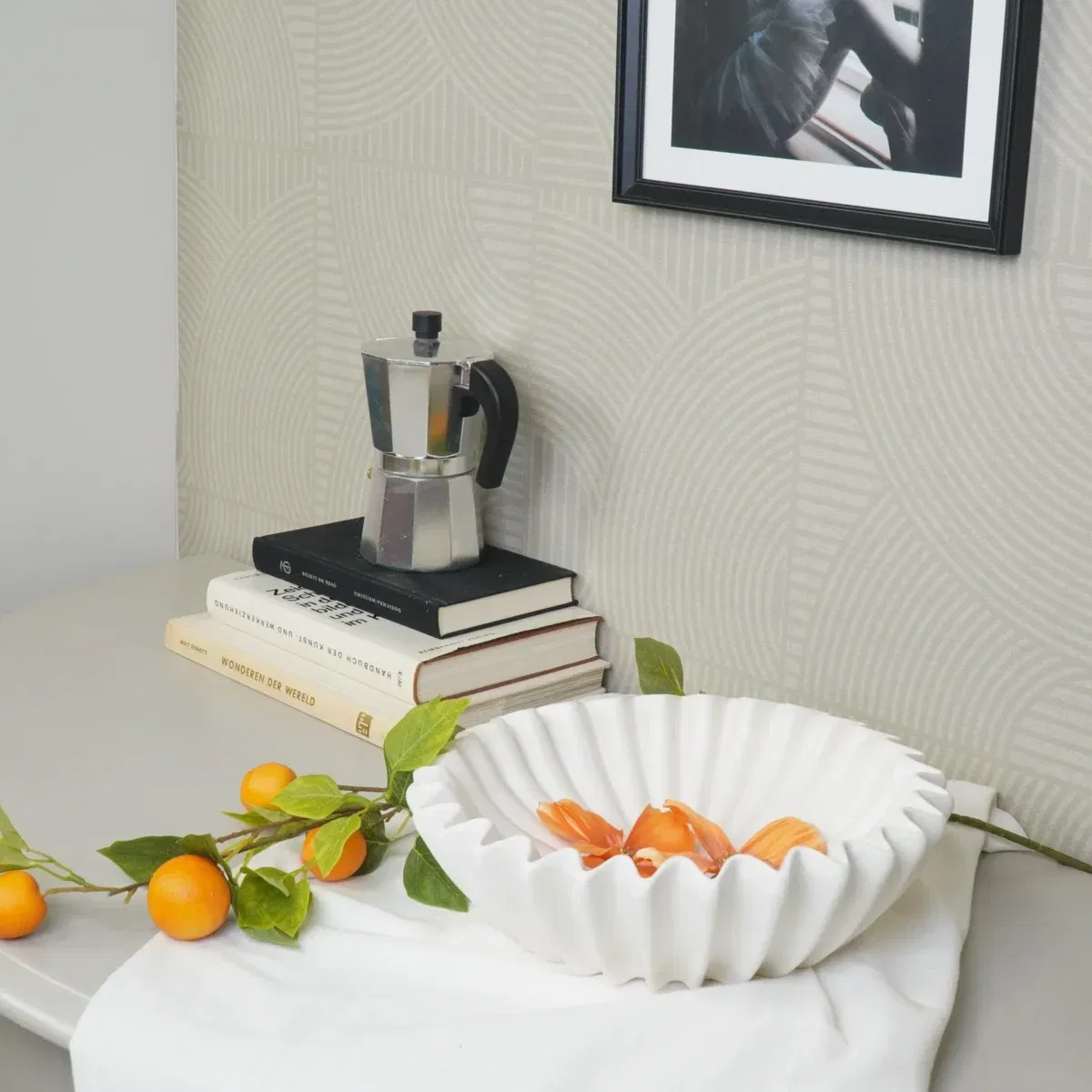 Wave plisse schaal- Keramiek- Wit- 29,5x29,5x9cm - Afbeelding 2