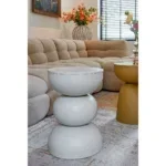 Luna Bijzettafel - H46 x Ø32 cm - IJzer - Off-white - Afbeelding 5