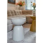 Elliot Bijzettafel - H45 x Ø32 cm - IJzer - Off-white - Afbeelding 4