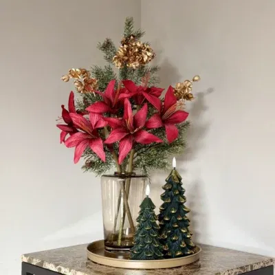 Kerst decoratie complete tafel decoratie set met dienblad bruin beige