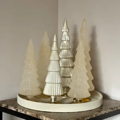 Kerstboom decoratie set van glas japandi chique - 30/35 cm