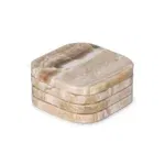 Marmer onderzetters - organisch - sandal onyx - set van 4 stuks - 10x10x1cm