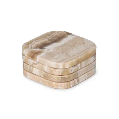 Marmer onderzetters - organisch - sandal onyx - set van 4 stuks - 10x10x1cm