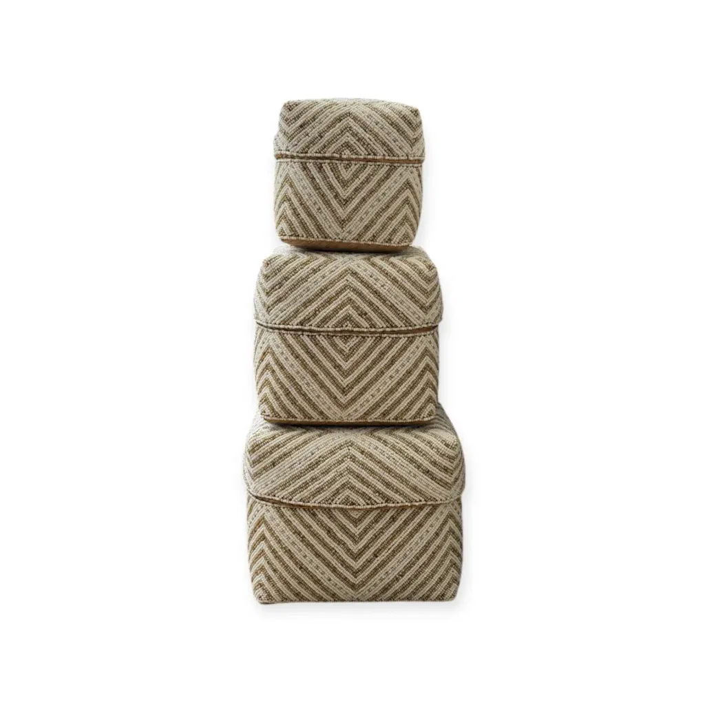 Offermandjes kralenmand beige creme - 3 afmetingen
