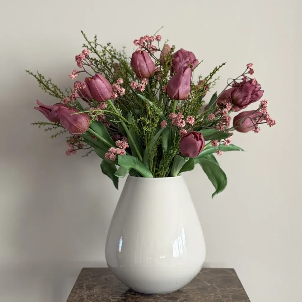 Real Touch Kunst Tulpen Boeket Aubergine - 20 Tulpen