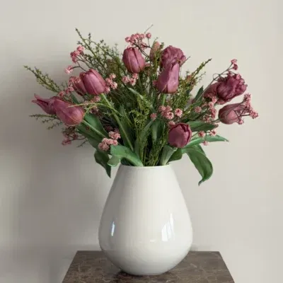 Real Touch Kunst Tulpen Boeket Aubergine - 20 Tulpen