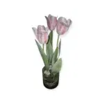 Real touch roze tulp in glas - 45 cm