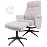 Relaxfauteuil Bindy + Hocker – Bouclé – Naturel