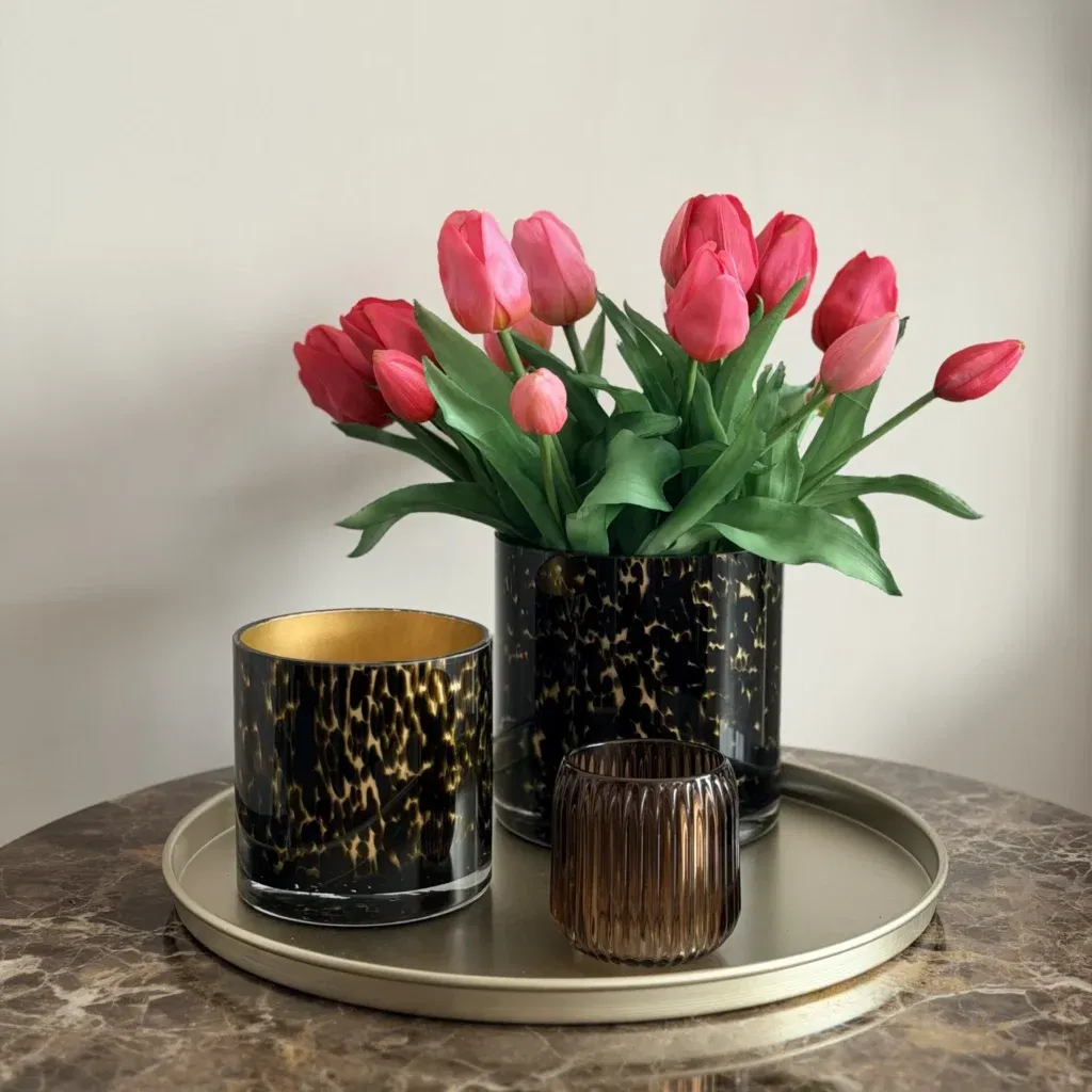 Salon tafel decoratie set chique real touch tulp