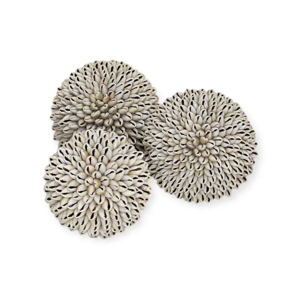 Schelpenballen decoratie kauri beige - 3 afmetingen