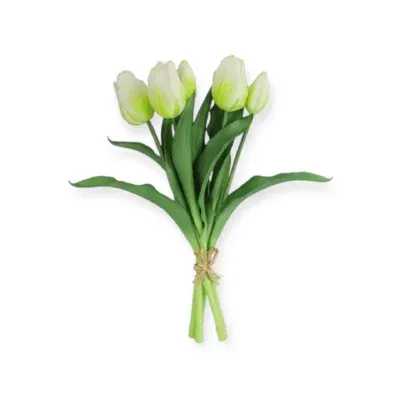 Zijden Tulpen boeket Wit Real Touch - 28 cm
