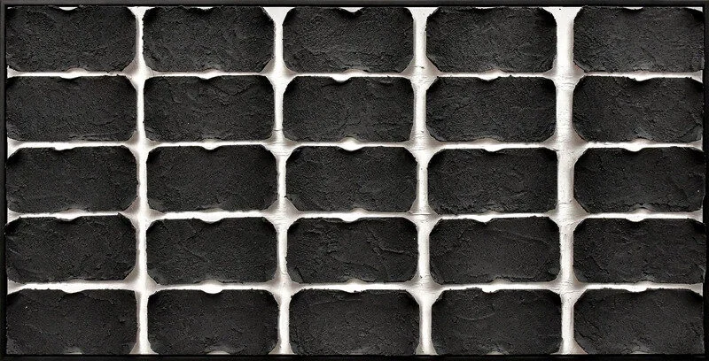 3D wanddecoratie 143x73cm 'Black/white' olieverf met frame