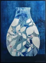 3D wanddecoratie 83x123cm 'Blue Vase' glossy.