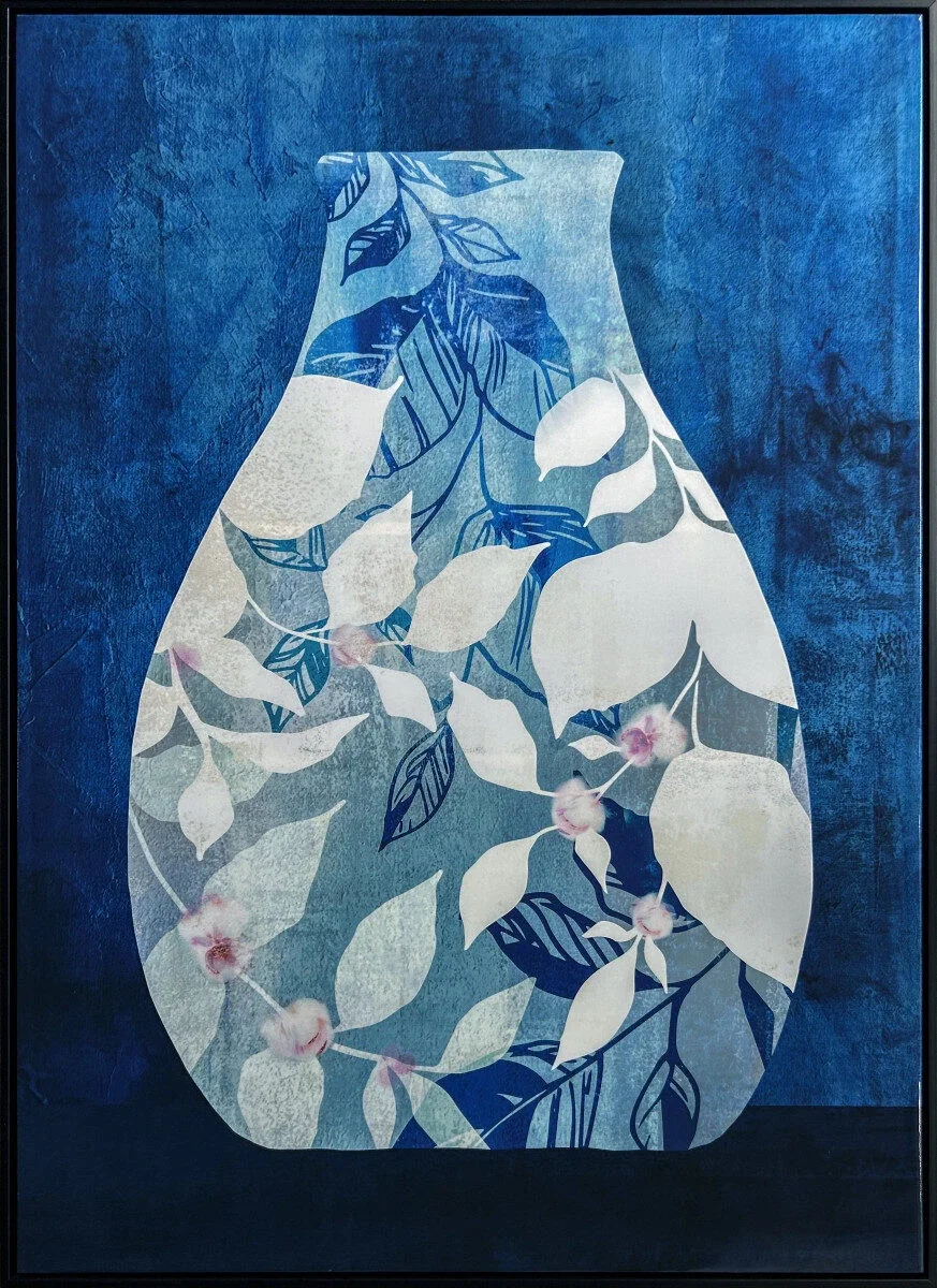 3D wanddecoratie 83x123cm 'Blue Vase' glossy 3D wanddecoratie 83x123cm 'Blue Vase' glossy