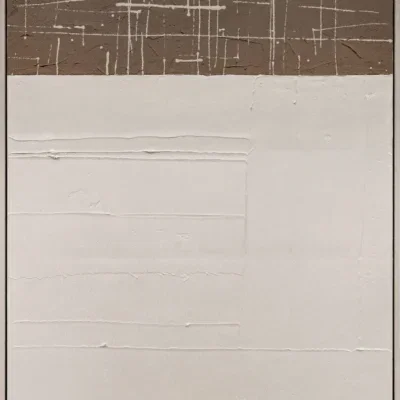3D wanddecoratie 83x123cm Olieverf met lijst 'Witte lijnen'