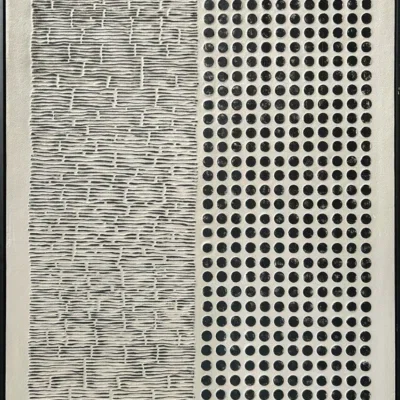 3D wanddecoratie 83x123cm 'Stripes & Dots" met lijst